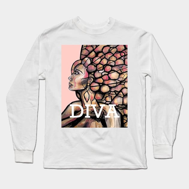 Diva Woman Long Sleeve T-Shirt by Pernilla Taavola